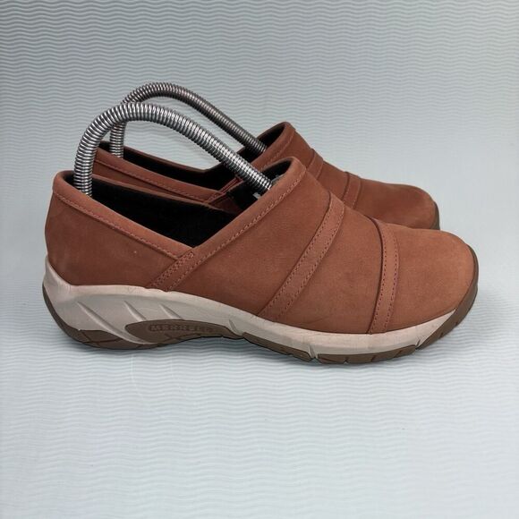 Merrell Shoes Encore Moc 4 Women Size 8 Rust Orange Leather Slip On Casual - Picture 1 of 9